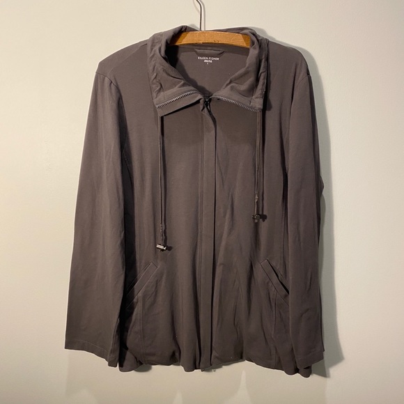 Eileen Fisher Jackets & Blazers - Eileen fisher women sustainable organic cotton funnel neck jacket sz L gray